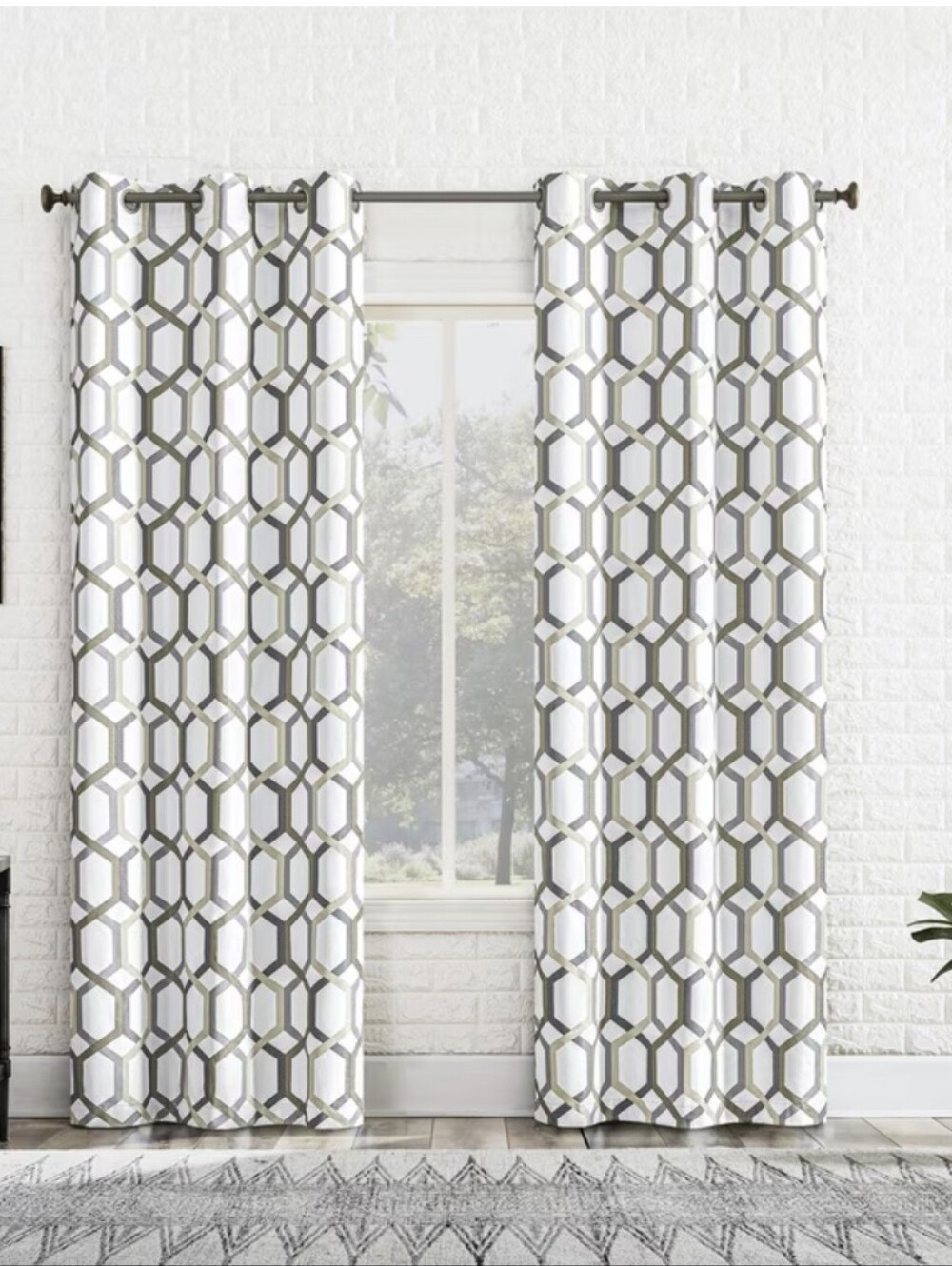 Sun Zero Arlo 2-Piece Thermal Insulated Room Darkening Grommet Curtain Geometric